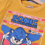 MUSTARD SONIC PRINTED HALF SLEEVES T-SHIRT FOR BOYS