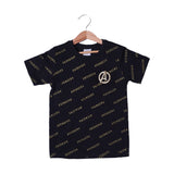 BLACK WITH GOLDEN "A" EMBROIDERED HALF SLEEVES T-SHIRT FOR BOYS