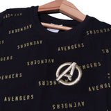 BLACK WITH GOLDEN "A" EMBROIDERED HALF SLEEVES T-SHIRT FOR BOYS