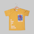 MUSTARD CRIME FIGHTER PRINTED HALF SLEEVES T-SHIRT FOR BOYS