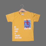 MUSTARD CRIME FIGHTER PRINTED HALF SLEEVES T-SHIRT FOR BOYS