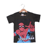 DARK GREEN I AM SPIDER-MAN PRINTED HALF SLEEVES T-SHIRT FOR BOYS