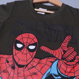 DARK GREEN I AM SPIDER-MAN PRINTED HALF SLEEVES T-SHIRT FOR BOYS