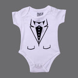 BLACK & WHITE TUXEDO DESIGN PRINTED ROMPERS