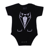 BLACK & WHITE TUXEDO DESIGN PRINTED ROMPERS