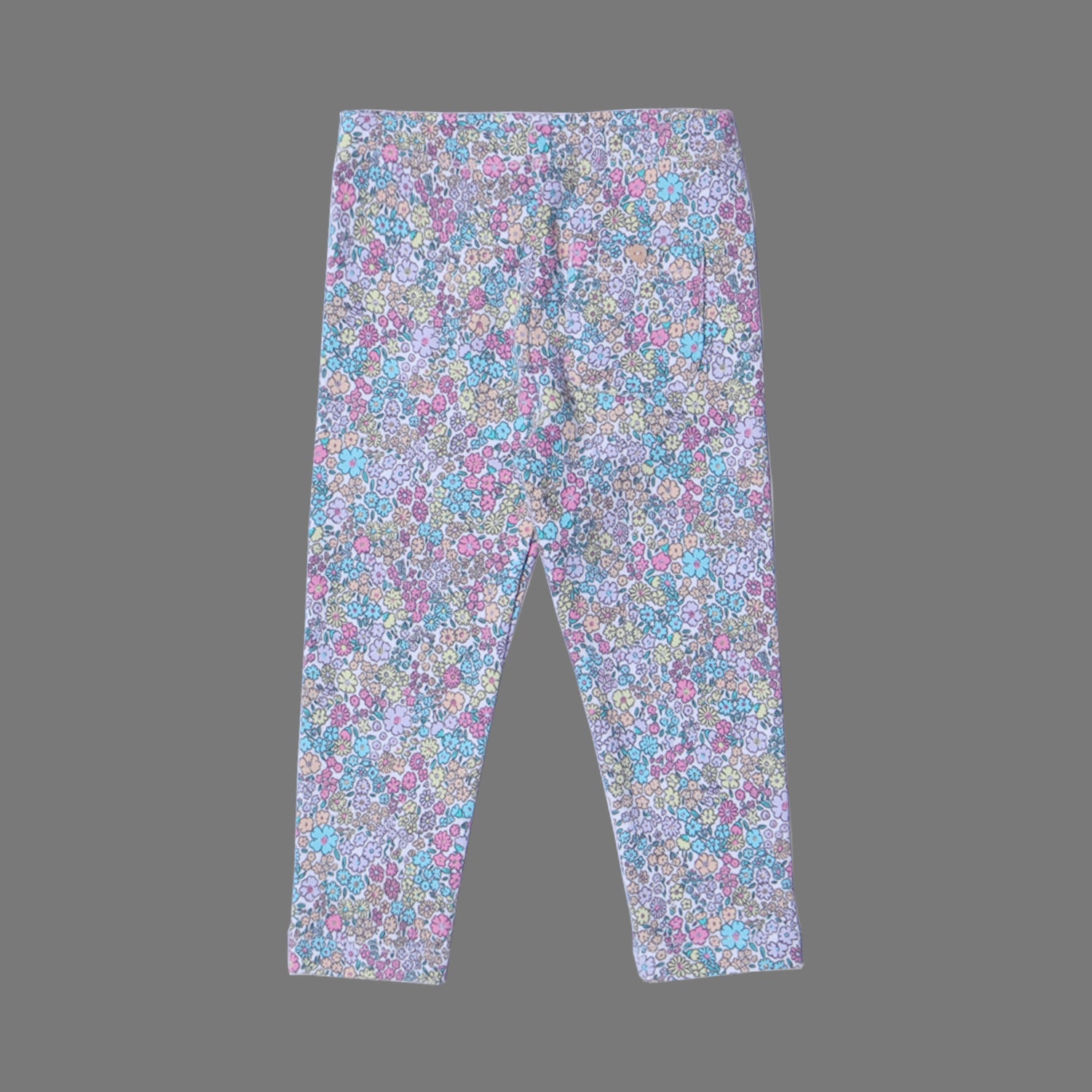 OFF WHITE YELLOW & PINK FLOWERS PRINTED RIBBED FABRIC BACK POCKET PAJAMA