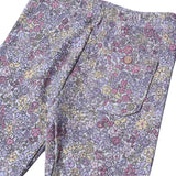 WHITE FLOWERS PRINTED RIBBED FABRIC BACK POCKET PAJAMA
