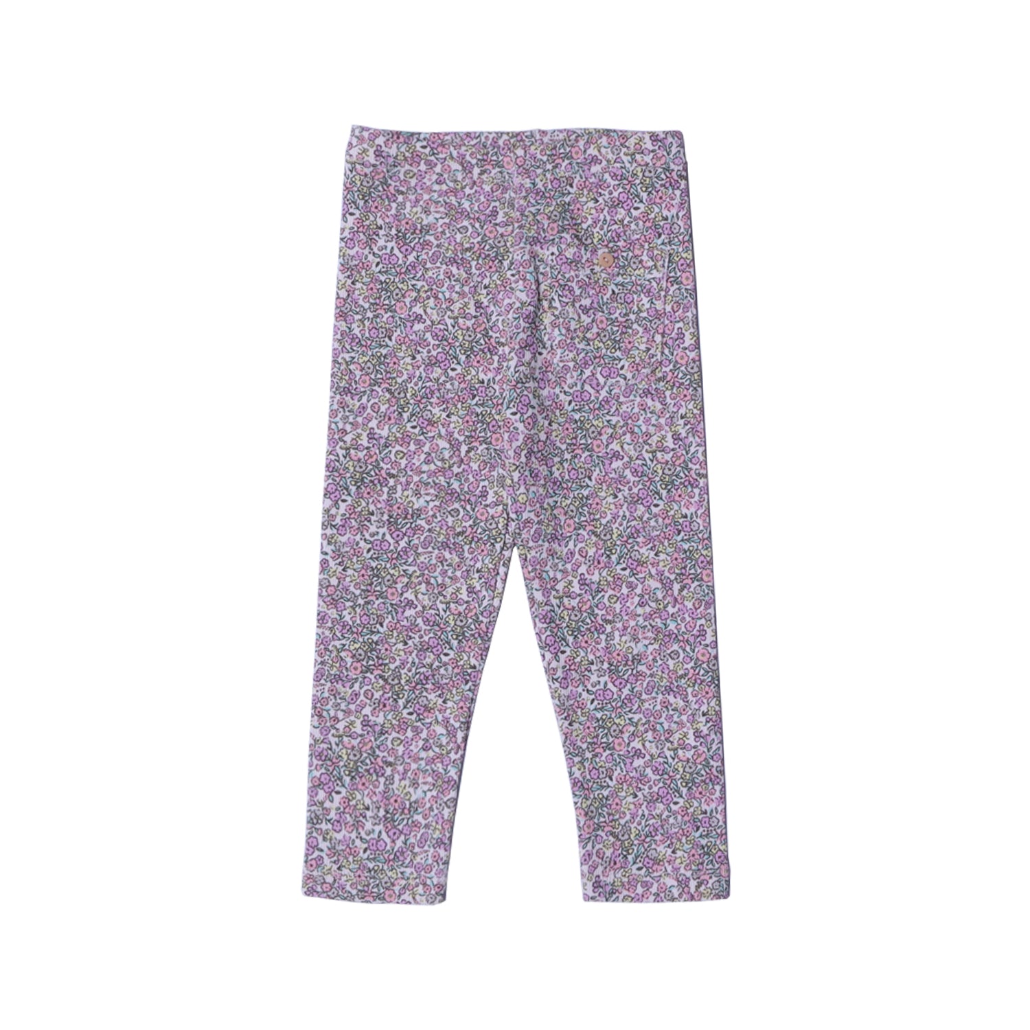 PINK FLOWERS PRINTED RIBBED FABRIC BACK POCKET PAJAMA