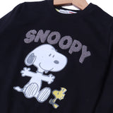 BLACK SNOOPY PRINTED TERRY FABRIC SWEATSHIRT