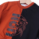 BROWN & BLACK LION PRINTED TERRY FABRIC SWEATSHIRT