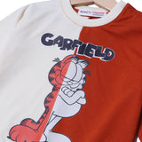 LIME & BROWN GARFIELD PRINTED TERRY FABRIC SWEATSHIRT