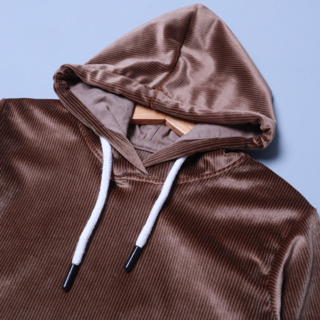 BROWN LINING VALOUR CORDUROY FABRIC HOODIE SUIT FOR WINTERS