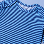 Load image into Gallery viewer, BLUE WITH BLUE STRIPES COTTON JERSY FABRIC HALF BODY FULL SLEEVES ROMPER
