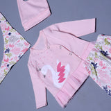 BABY PINK "CROWN DUCK" PRINTED 4 PCS NEW BORN BABY SET