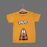 MUSTARD PLUTO PRINTED HALF SLEEVES T-SHIRT FOR BOYS