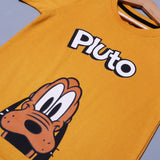 MUSTARD PLUTO PRINTED HALF SLEEVES T-SHIRT FOR BOYS