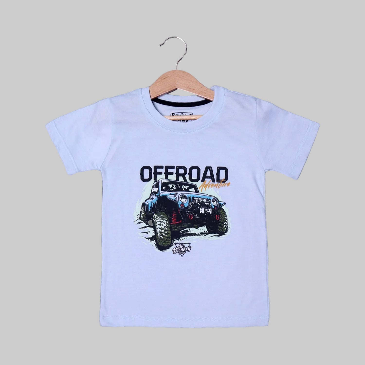 BLUE OFFROAD PRINTED HALF SLEEVES T-SHIRT FOR BOYS