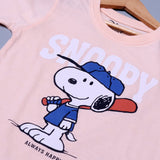 BABY PINK SNOOPY PRINTED HALF SLEEVES T-SHIRT FOR BOYS
