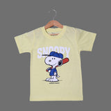 YELLOW SNOOPY PRINTED HALF SLEEVES T-SHIRT FOR BOYS