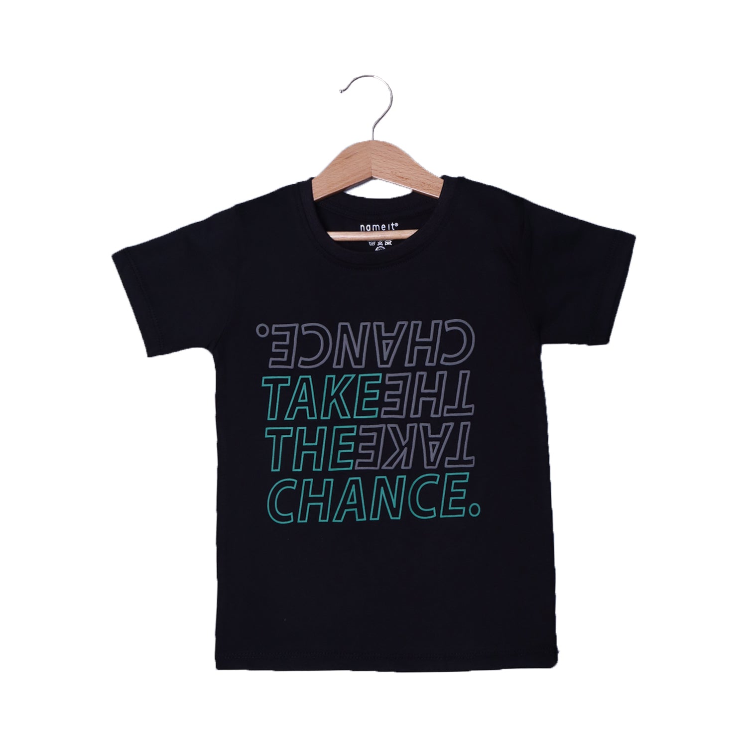 BLACK TAKE THE CHANCE PRINTED HALF SLEEVES T-SHIRT FOR BOYS Secondary image