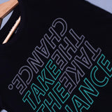 BLACK TAKE THE CHANCE PRINTED HALF SLEEVES T-SHIRT FOR BOYS