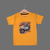 MUSTARD MUD LIFE PRINTED HALF SLEEVES T-SHIRT FOR BOYS