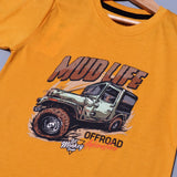 MUSTARD MUD LIFE PRINTED HALF SLEEVES T-SHIRT FOR BOYS