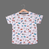 CREAM "HELICOPTER IN TO THE CLOUDS"1 PRINTED HALF SLEEVES T-SHIRT FOR BOYS