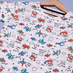Load image into Gallery viewer, CREAM &quot;HELICOPTER IN TO THE CLOUDS&quot;1 PRINTED HALF SLEEVES T-SHIRT FOR BOYS
