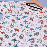 CREAM "HELICOPTER IN TO THE CLOUDS"1 PRINTED HALF SLEEVES T-SHIRT FOR BOYS