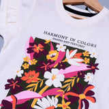 WHITE FLOWERS HARMONY PRINTED T-SHIRT TOP FOR GIRLS