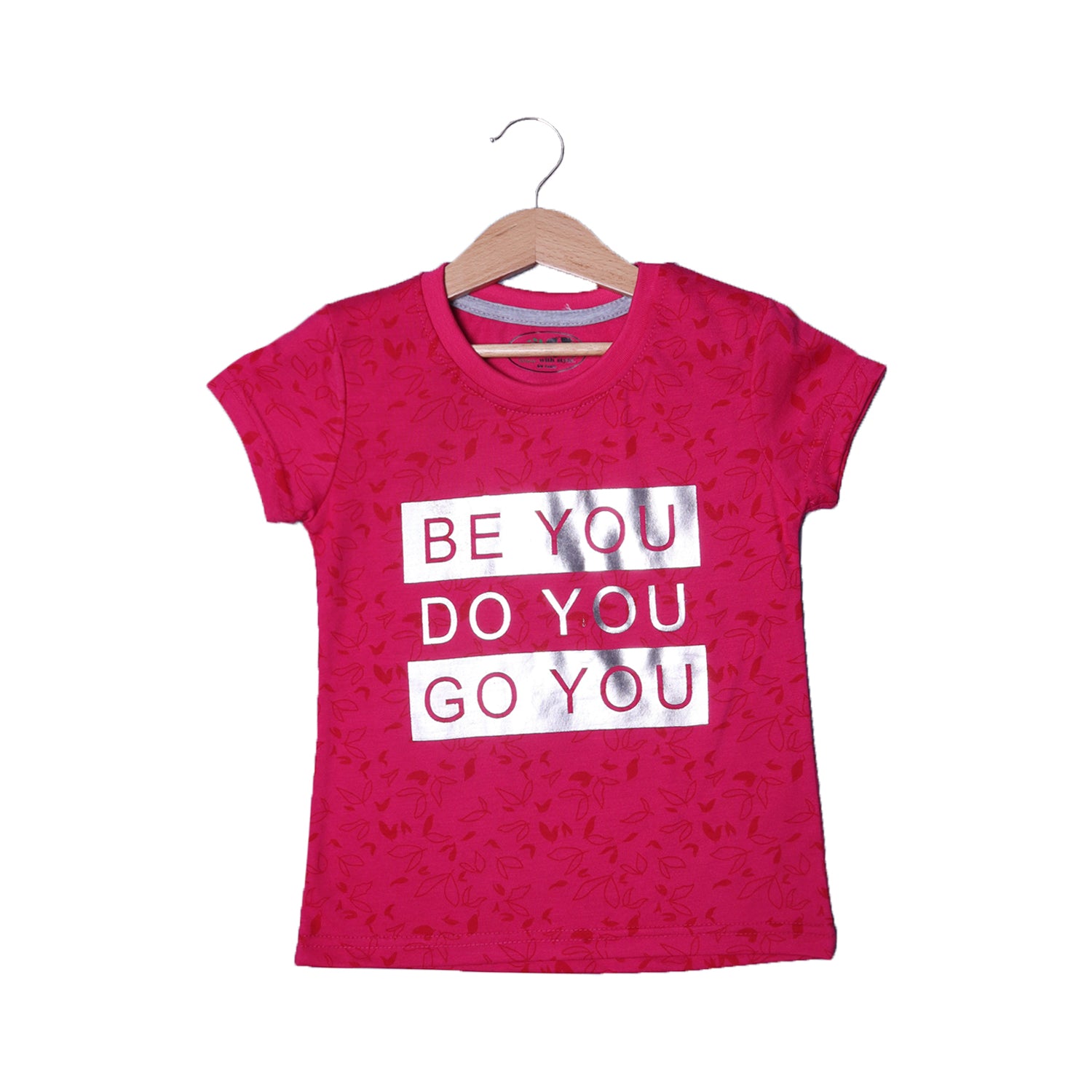 BLUSH PINK "BE YOU DO YOU" PRINTED T-SHIRT TOP FOR GIRLS Secondary image