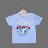 SKY BLUE POOL PARTY PRINTED HALF SLEEVES T-SHIRT FOR BOYS