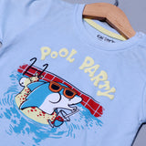 SKY BLUE POOL PARTY PRINTED HALF SLEEVES T-SHIRT FOR BOYS