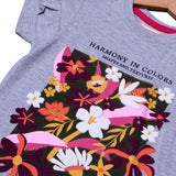 HAZEL GREY FLOWERS HARMONY PRINTED T-SHIRT TOP FOR GIRLS