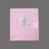 BABY PINK "GLITTER BUTTERFLY" PRINTED HAT SWADDLE WRAP
