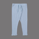 TURQOUISE BLUE WITH KNOT THERMAL FABRIC BOTTOM FRIL PLAIN PAJAMA TROUSER