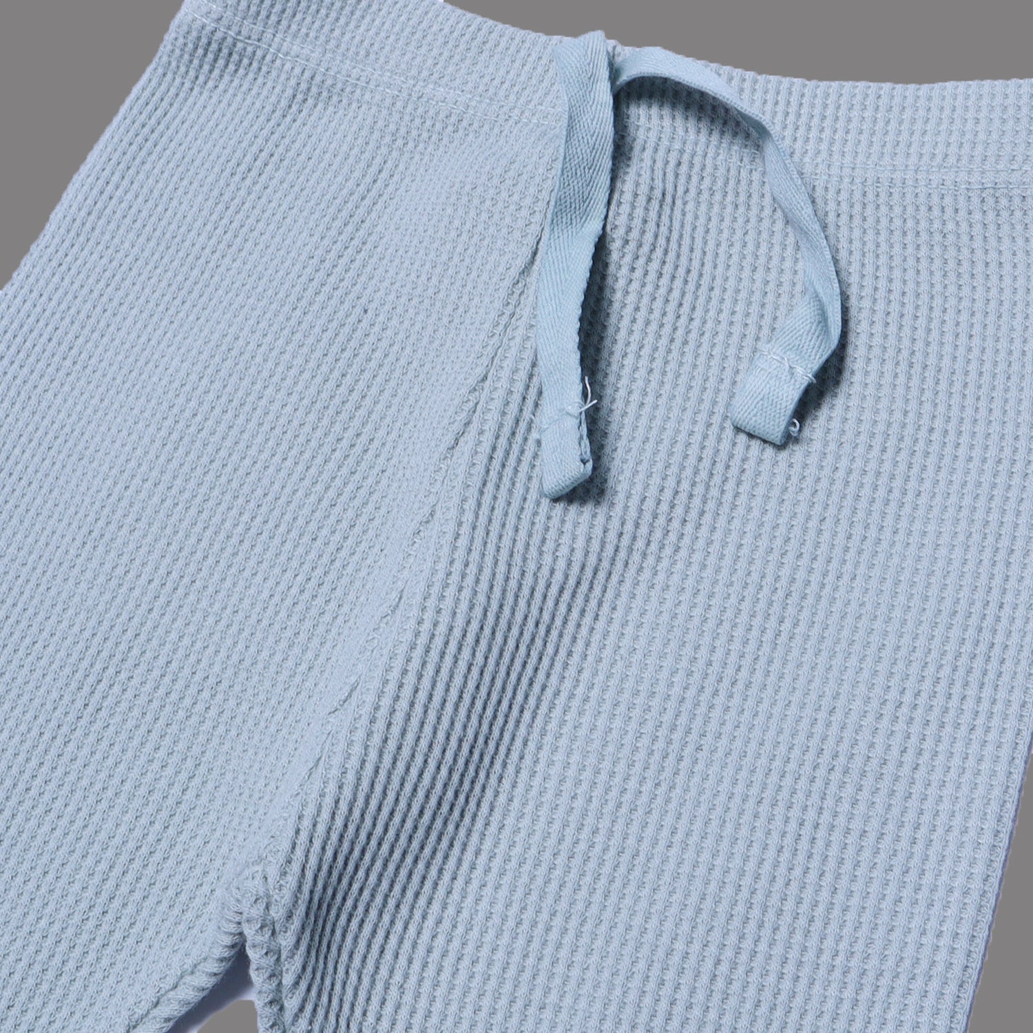 TURQOUISE BLUE WITH KNOT THERMAL FABRIC BOTTOM FRIL PLAIN PAJAMA TROUSER Secondary image