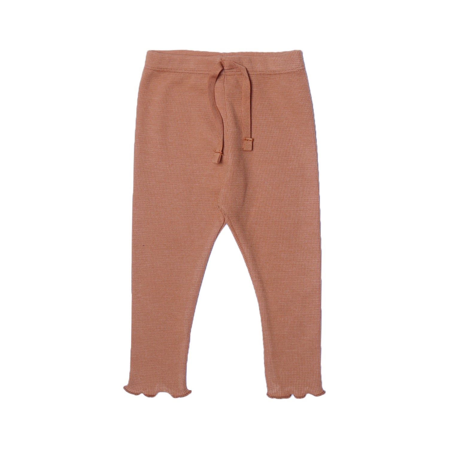 BROWN WITH KNOT THERMAL FABRIC BOTTOM FRIL PLAIN PAJAMA TROUSER Main image
