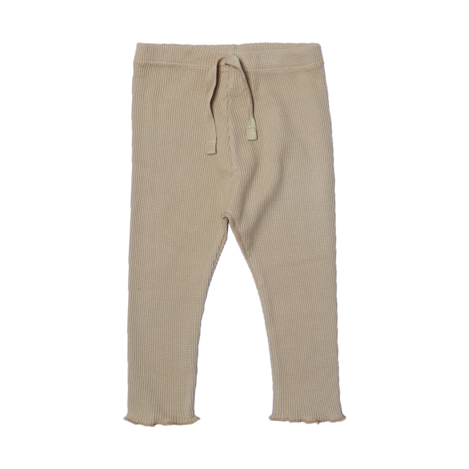 TAN BROWN WITH KNOT THERMAL FABRIC BOTTOM FRIL PLAIN PAJAMA TROUSER Main image