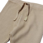 TAN BROWN WITH KNOT THERMAL FABRIC BOTTOM FRIL PLAIN PAJAMA TROUSER