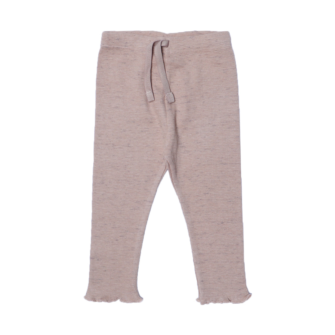 LIGHT BROWN BLACK SPOTS WITH KNOT THERMAL FABRIC PLAIN PAJAMA TROUSER