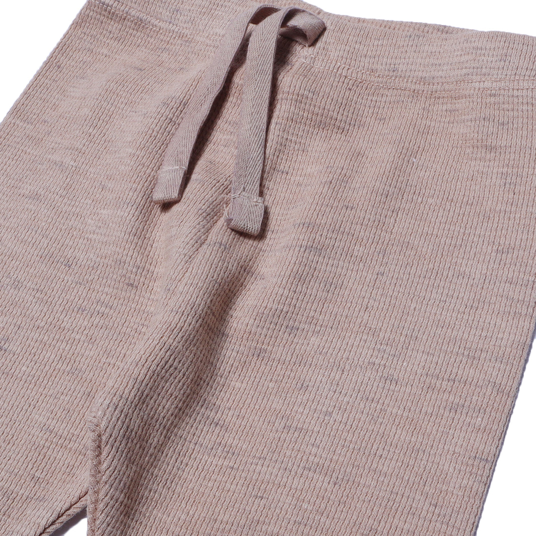 LIGHT BROWN BLACK SPOTS WITH KNOT THERMAL FABRIC PLAIN PAJAMA TROUSER