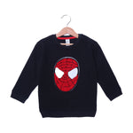 Load image into Gallery viewer, BLACK SPIDER MAN FACE EMBROIDERED TERRY FABRIC SWEATSHIRT
