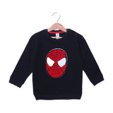 BLACK SPIDER MAN FACE EMBROIDERED TERRY FABRIC SWEATSHIRT