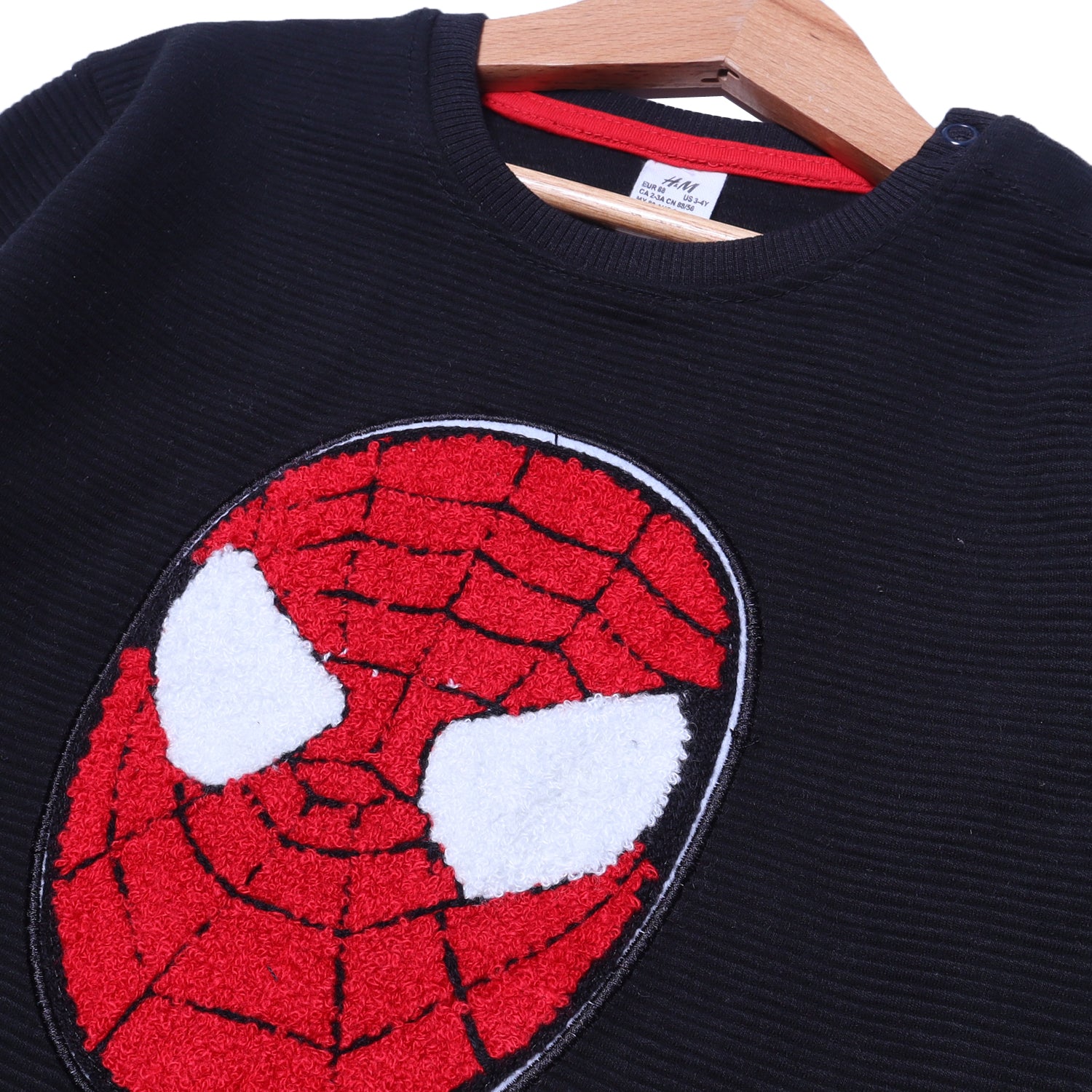 BLACK SPIDER MAN FACE EMBROIDERED TERRY FABRIC SWEATSHIRT