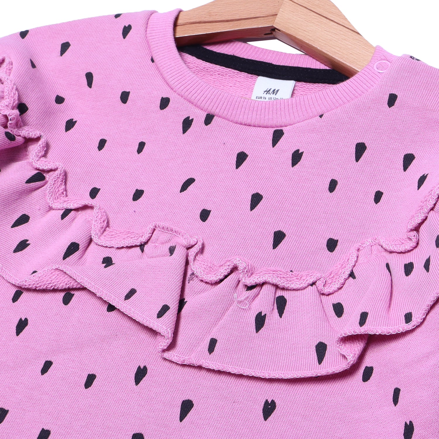 PURPLE WITH HEARTS PRINTED FRIL TERRY FABRIC SWEATSHIRT Secondary image