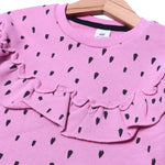 Load image into Gallery viewer, PURPLE WITH HEARTS PRINTED FRIL TERRY FABRIC SWEATSHIRT
