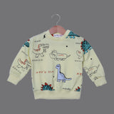 YELLOW DINO PRINTED TERRY FABRIC SUIT FOR WINTERS