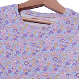 WHITE WITH PURPLE FLOWERS PRINTED BOTTOM CUT FULL SLEEVES T-SHIRT FOR GIRLS